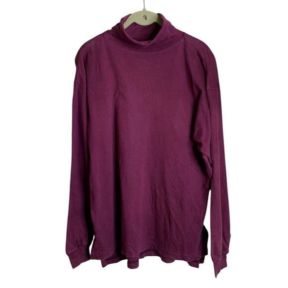 Peruvian Connection Womens Turtleneck Tunic Pima Cotton Long Sleeve Burgundy  XL - Picture 9 of 15